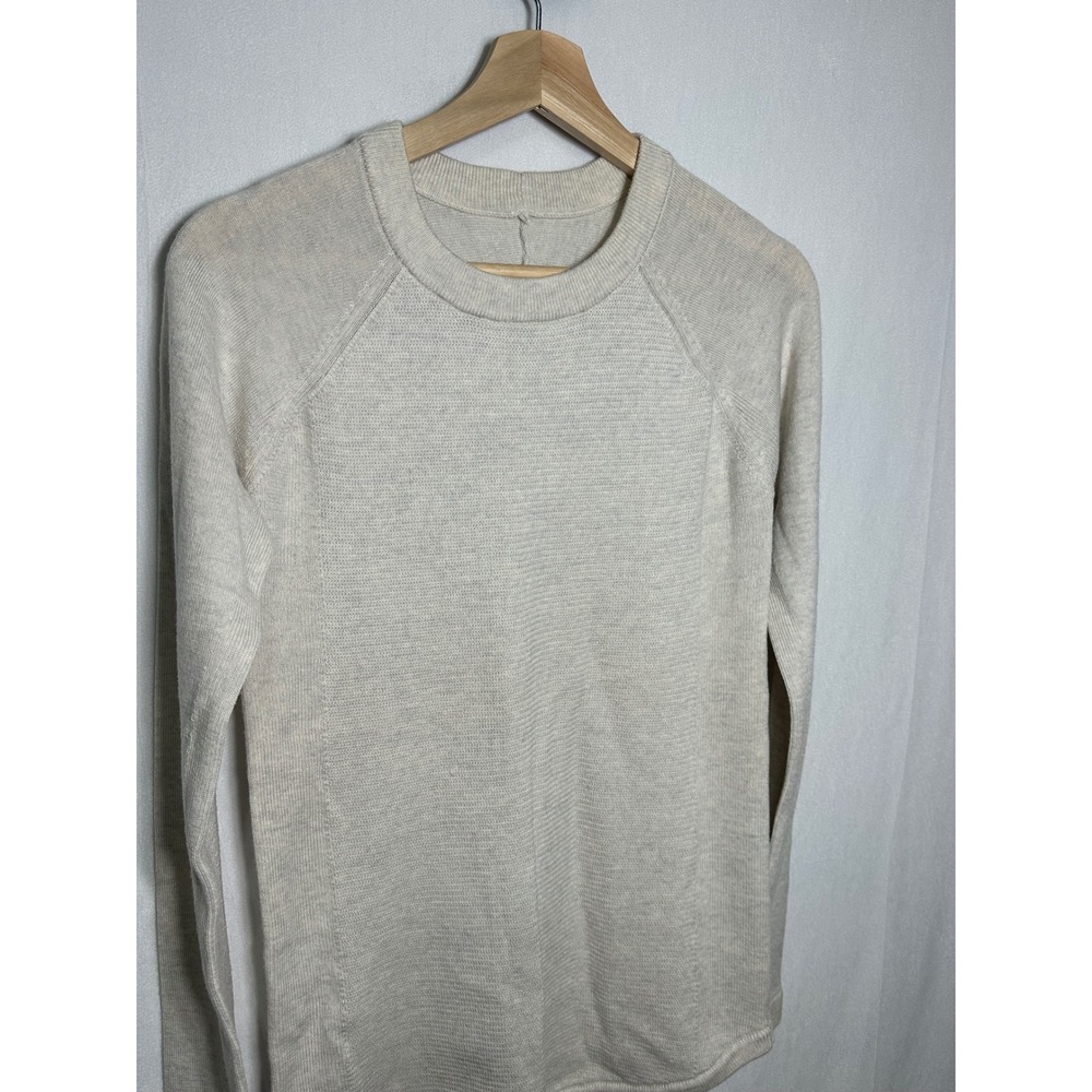 Lululemon Sit in Lotus Sweater Cashmere Blend‎ Beige Heathered Tan Crewneck - Picture 4 of 6